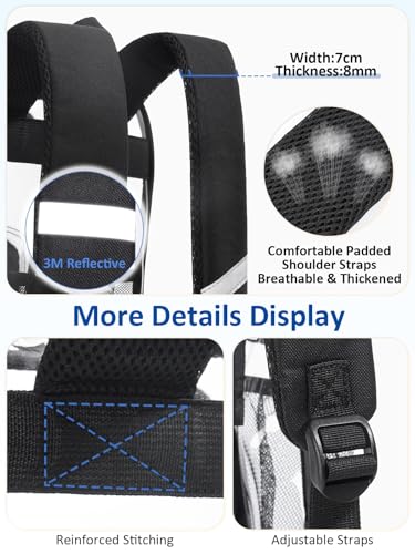 Extra Large Clear Backpack with TSA Lock, Heavy Duty Transparent See Through Clear Bookbag for College, Work, Travel, Casual Sport, Black - color: Black