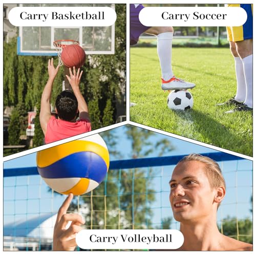 Single Mesh Ball Bag with Zipper Pocket, Basketball Mesh Bag Fits All Kinds of Backpacks Ball Bags with Zipper Pocket Meshs Carry Bags for Soccer Volleyball Football