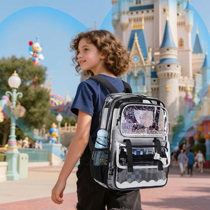 Clear Backpack for Girls,Transparent Backpack See Through Backpacks Stadium Event,Heavy Duty Clear Bookbag for School Black - color: Shiny Black