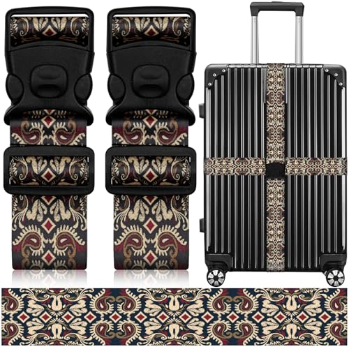 2 Pack Luggage Straps for Suitcases, Adjustable Travel Belt with Double Lock and Quick Release Buckle, Heavy Duty Nylon Bag Packing Strap, Unique Identifiers Business Travel Accessories-Dark Totem - color: 24020 Dark Totem