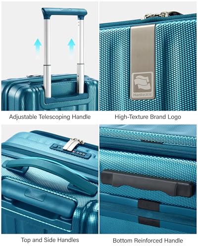 Hanke Top Opening Carry-On - Expandable 16 Inch Airline Approved Spinner | Easy-access top opening,360° spinner wheels，lightweight expandable hardshell, fits overhead bins,for overnight business trips - color: Caribbean Blue, size: 20 Inch Expandable
