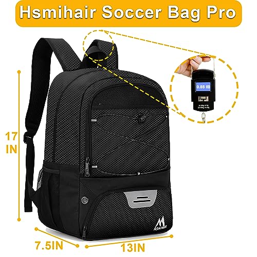 Hsmihair Soccer Bag-Soccer Backpack&Backpack for & Football Volleyball & Basketball,with Ball Compartment and Separate Cleat - color: Black