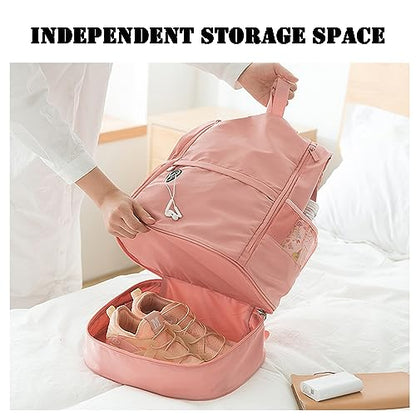 fulion Lightweight Travel Backpack, Dry and Wet Separation Bag, Independent Shoes Dirty Clothes Storage Location, Suitable for Travel Fitness Hiking Backpack (green) - color: Green