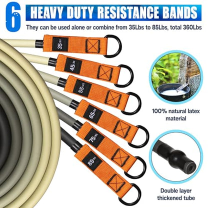 Resistance Bands Set - Heavy Exercise Bands with Handles, Door Anchor, Ankle Straps - Fitness Bands for Working Out Men - Workout Bands Set for Muscle Training