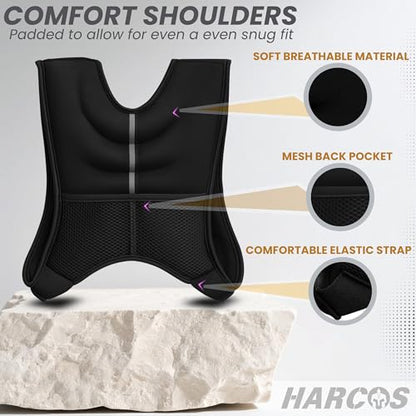 HARCOS Weighted Vest, 6lb/8lb/12lb/16lb/20lb/25lb/30lb Weight Vest with Reflective Stripe for Workout, Strength Training, Running, Fitness, Muscle Building, Weight Loss, Weightlifting - size: 8 lb