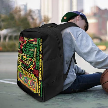 18.5in Basketball Backpack Basketball Bag with Shoe Compartment & Ball Holder, Waterproof Bag for Soccer Volleyball - color: Colorful Music Text Print