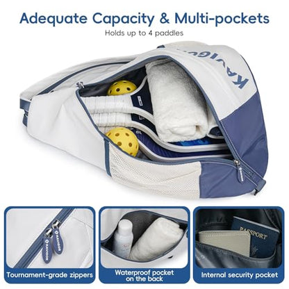 KAVIGOR Pickleball Sling Bag, Convertible Ultra-Light Backpack with Skin-Soft Fabric & Wet/Dry Pocket, Fits 4 Paddles + Gear - color: Mist White