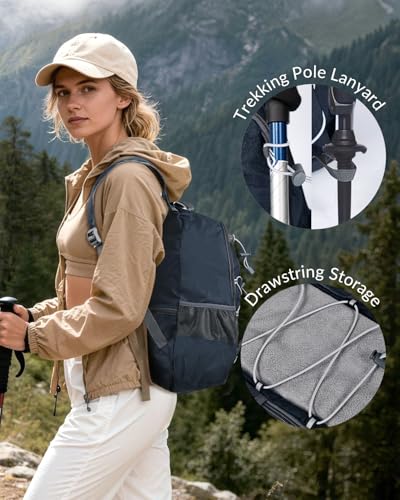 Small Foldable Hiking Backpack for Men Women, 20L Lightweight Waterproof Collapsible Daypack with Hanging System for Traveling Camping Outdoor, Blue - color: Blue