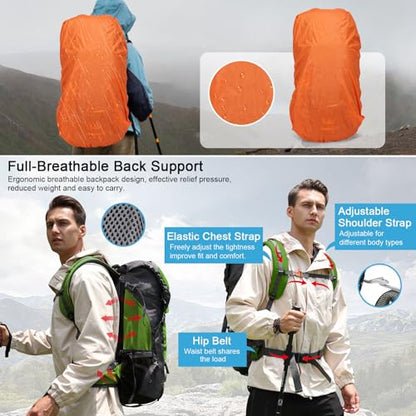 ShowyLive 60L Waterproof Hiking and Camping Backpack for Men - Durable, Lightweight Large Hiking Backpack with Rain Cover, Multi Compartments, and Adjustable Straps, Blue - color: Blue, size: 60L
