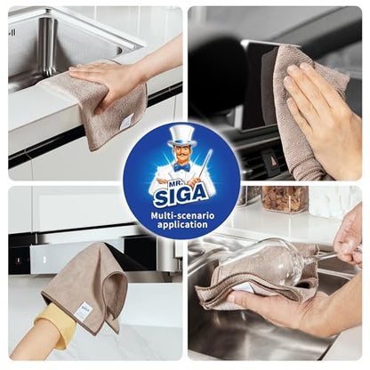 MR.SIGA Microfiber Cleaning Cloths, All-Purpose Surface Microfiber Towels, Streak Free Cleaning Rags, Pack of 12, Wheat, Size 32 x 32 cm(12.6 x 12.6 inch) - color: Wheat