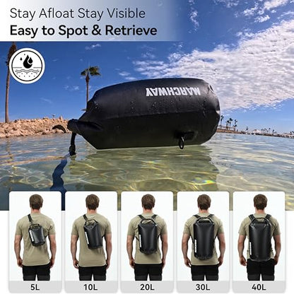 MARCHWAY Floating Waterproof Dry Bag Backpack 5L/10L/20L/30L/40L, Roll Top Sack Keeps Gear Dry for Kayaking, Rafting, Boating, Swimming, Camping, Hiking, Beach, Fishing - color: Black, size: 10L