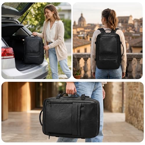 Carry On Backpack, 40L Expandable Travel Backpack with Laptop Compartment, Water Resistant Business Travel Bags Airline Approved for Men Women Weekend Trip (Black) - color: Black