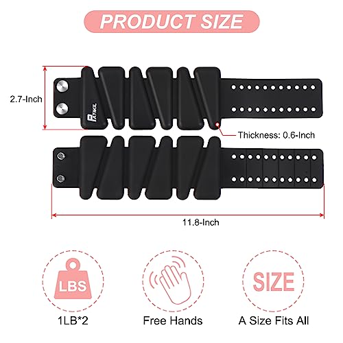 PATIKIL Adjustable Wrist Weights Set of 2, 2Lbs Total (1lb Each) Silicone Ankle Walking Weights for Women Men Bracelets for Training Yoga Jogging Aerobics - color: Black