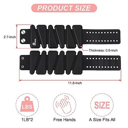 PATIKIL Adjustable Wrist Weights Set of 2, 2Lbs Total (1lb Each) Silicone Ankle Walking Weights for Women Men Bracelets for Training Yoga Jogging Aerobics - color: Black