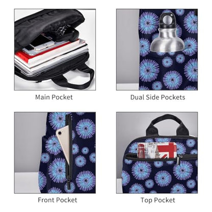 Laptop Backpack Tie Dye Blue Purple, Cushioned Back Panel, Front Zip, for Daily Commute & Outdoors - color: Picture (829)