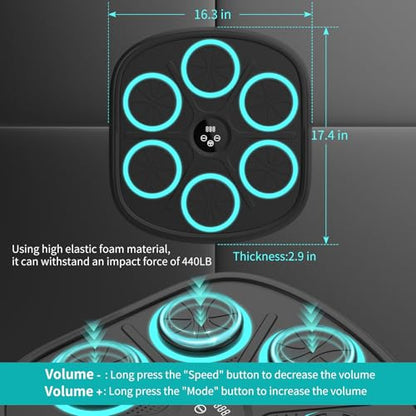 Music Boxing Machine, Wall Mounted Punching Bag with Bluetooth, Boxing Training Workout Equipment with Gloves, Ideal Gift for Kids and Adults, Home, Office and Gym - color: Black