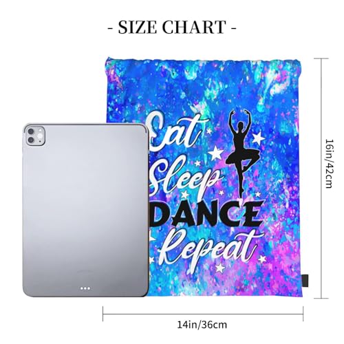 Eat Sleep Dance Repeat Drawstring Backpack Gym String Bag Drawstring Sackpack Sport For Womens Mens - color: Dance