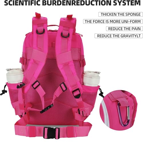 Military 45L Tactical Assault Backpack 3 day assault pack with Molle Waterproof backpack Rucksack for Tactical Backpacks - color: Pink