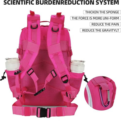 Military 45L Tactical Assault Backpack 3 day assault pack with Molle Waterproof backpack Rucksack for Tactical Backpacks - color: Pink