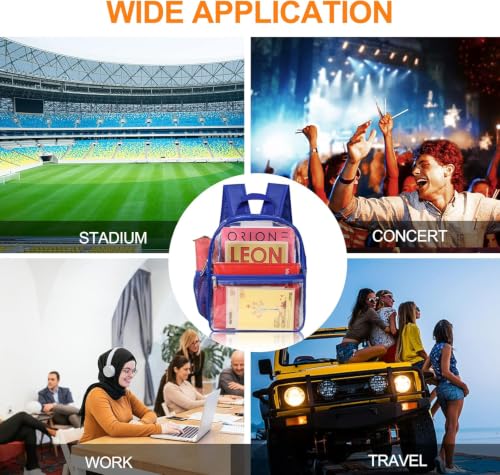 Oraben Clear Backpack Stadium Approved, Clear Bag 12 x 6 x 11 in, Small Transparent Backpack for Concerts, Sports Events, Festivals, Waterproof, Adjustable Straps, Women Men - color: Royal Blue, style: Enhanced Strap