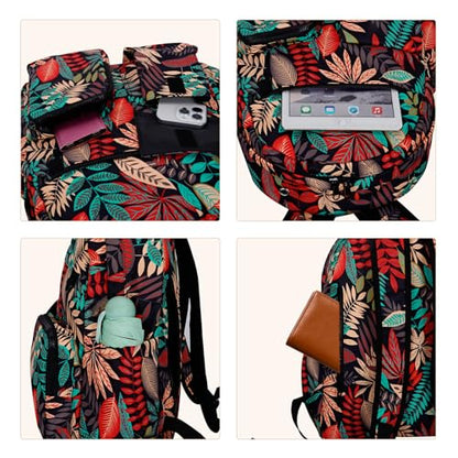 Women's Water-resistant Daypack Backpack, 15.6 Inch Laptop Compartment & Anti-Theft Pocket, Adjustable Padded Straps for Commuting, Travel, Work, College, Maple Red - color: Maple Red