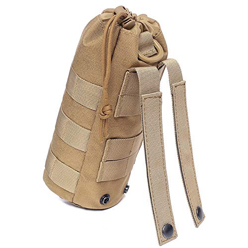 Water Bottles Pouches - 1000D Tactical Molle Drawstring 32OZ Hydration Carrier Bag - color: Pack of 4 Black