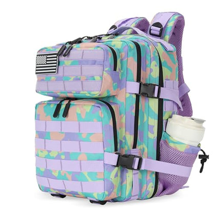 Lovelinks21 25L Tactical Military Backpack Small Travel Backpack for Men and Women Assault Pack Bug Out Bag Molle Daypack Gym Backpack with Bottle Holder (Color Camo) - color: Color Camo