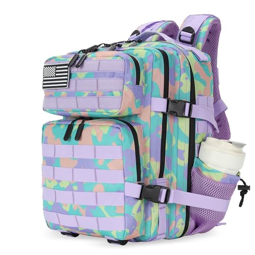 Lovelinks21 25L Tactical Military Backpack Small Travel Backpack for Men and Women Assault Pack Bug Out Bag Molle Daypack Gym Backpack with Bottle Holder (Color Camo) - color: Color Camo