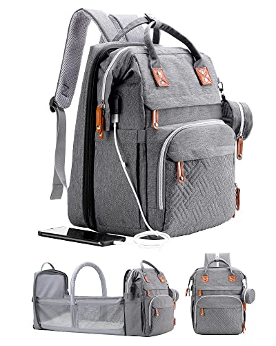 ISMGN Diaper Bag Backpack with Changing Station, Large Diaper Bag, Baby Bag, Multifunctional Diaper Bag, Gray - color: Upgrade Gray