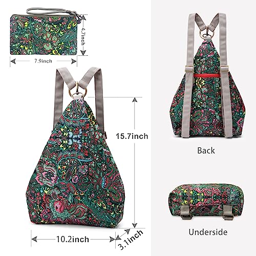 Black Butterfly Premium Backpack for Women, Bohemia Style Fashion Casual Daypack Backpack, Small Backpack Purse (03-green plus) - color: 03-green Plus