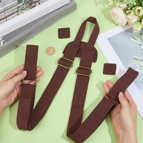 PU Leather Canvas Shoulder Strap Sewing Mount Belts Backpack Straps Replacement Adjustable for Backpacks Rucksack Daypack Laptop Back Pack Business Work Bag Travel Study DIY Craft(Black) - color: Brown