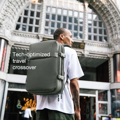 Incase A.R.C. Travel Backpack 38L – Expandable Carry On Luggage, Fits up to 17" Laptop – Butterfly Opening, Quick Access Pocket, Shoe Storage – Airplane Travel Essentials, Weekend Bag – Smoked Ivy - color: Smoked Ivy