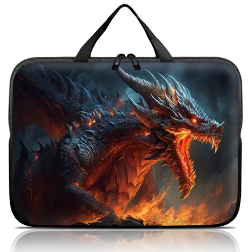 14 15 15.4 15.6 inch Laptop Handle Bag Computer Bag, Pouch Holder Notebook Sleeve Cover Soft Case Compatible for Dell,Lenovo,Toshiba HP, Asus Notebook-Angry Dragon - color: Angry Dragon