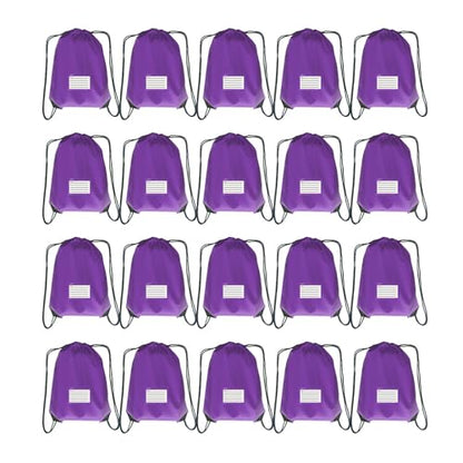 Drawstring Backpack Bulk 20 Packs Draw String Bags for Gym Sports Trip Pedestrianism Cinch Sack DIY for Women Men with Memo Card(Purple) - color: Purple