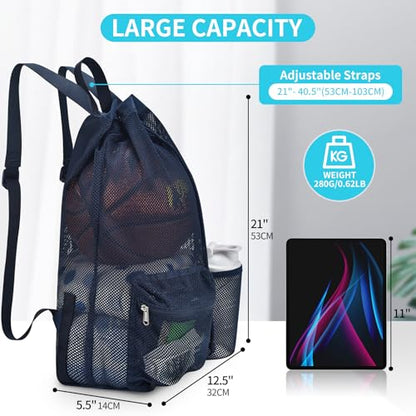 Mildbeer Large Drawstring Backpack for Men Women Athletic Gym Sports Workout Beach Swimming Commuting Travel - color: Navy, style: L: 21"x12.5"x5.5"