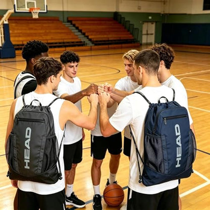 HEAD Men's Drawstring Backpack with Shoe & Phone Pocket,Structured Sports Gym Sack with Bottle Holders for Basketball, Workout, Tennis, Swimming, Travel,Training - color: Navy Blue