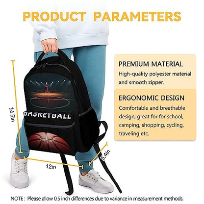 Mercuryelf Basketball Backpack for Boys Girls, 16 Inch Black Backpacks for School Travel, Cool Lightweight Bookbag for Kids - color: Basketball-2