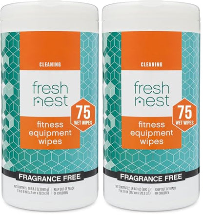 Fitness Equipment Wipes - Cleaning Wipes for Yoga Mats, Pilates Studios, Gyms, Peloton & Cycle Bikes, Spas - Fragrance-Free Wipes Surface Cleaning for Home, Office, Gym 75-Count (Pack of 2) - size: 75 Count (Pack of 2)