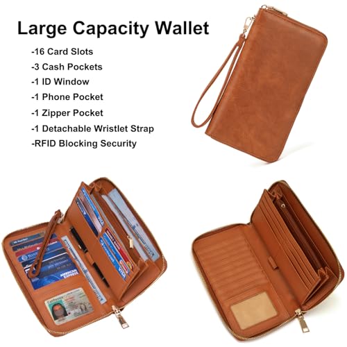 Soperwillton Women Fashion Backpack Purse Anti-Theft Leather Shoulder Bag Travel Multi Pockets Handbag Wallet Set 3pcs - color: Brown