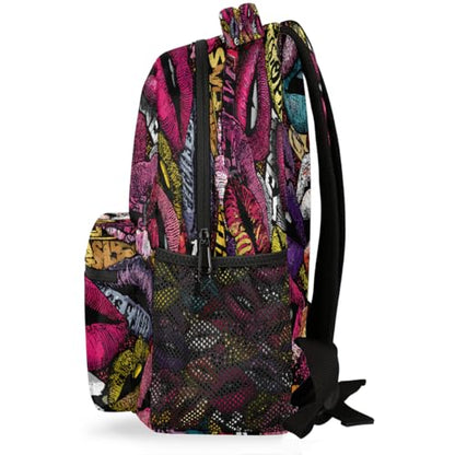 Lips Kids Backpack for Girl Boy Waterproof Kids Back Pack | Art Modern School Bookbag fit Women Men Lightweight Rucksack Casual Daypack Carry On Bag for Work Hiking Camping Gym Travel - color: Art Lips Modern
