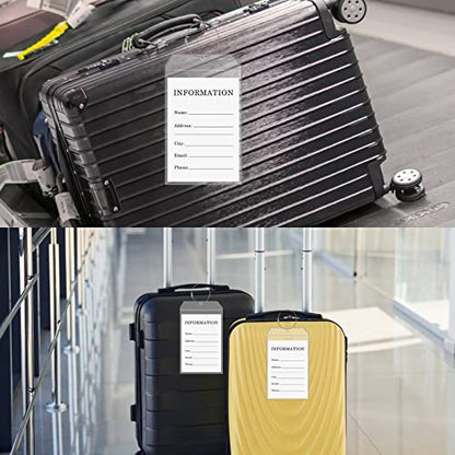 Fowecelt 2 Pack Extra Large Golf Luggage Tag 9" x 6" Travel Luggage Bag Plastic Clear Tag Waterproof Zipper Pouch PVC Shipping Label Holder with Sturdy Steel Loop for Suitcases Golf Club