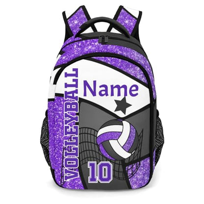 Volleyball Purple Print School Backpack Laptop Bag for Woman Man Gift - color: Muilti 1