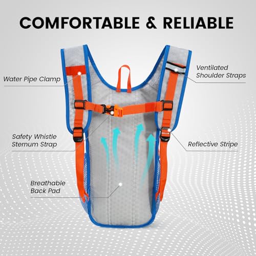 Nepest Kids Hydration Backpack, Mini Water Backpack with 1.5L Water Bladder for Hiking Cycling Running - color: Blue