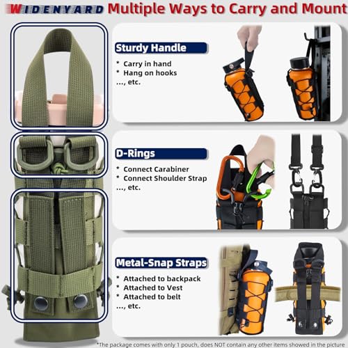 Molle Water Bottle Holder Pouch, 16-77 oz Adjustable Capacity Tactical Bottle Bag, Compatible with Backpack, Vest, Belt for Outdoor Activities - color: Green, style: Basic