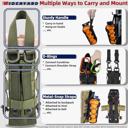 Molle Water Bottle Holder Pouch, 16-77 oz Adjustable Capacity Tactical Bottle Bag, Compatible with Backpack, Vest, Belt for Outdoor Activities - color: Green, style: Basic