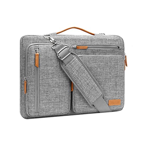 MOSISO 360 Protective Laptop Shoulder Bag,15-15.6 inch Computer Bags Compatible with MacBook Pro 16 inch, HP, Dell, Lenovo, Asus Notebook,Side Open Messenger Bag with 4 Zipper Pockets, Gray - color: Gray, size: 16 inch