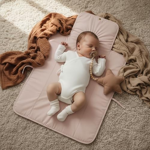 Portable Diaper Changing Pad - Soft and Easy to Clean Diaper Changing Mat for Babies - The Perfect Lightweight and Foldable Pad for Traveling - color: Pink