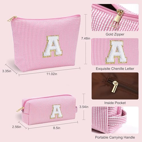 YOOLIFE Birthday Gifts for Women Girls Mom Daughter Birthday Gifts for Kids Teen Girls | Initial Makeup Bag | Travel Cosmetic Bag | 11 12 13 14 15 16 Years Old Girl Gift Teacher Graduation Gift Pink A - color: Pink, style: A