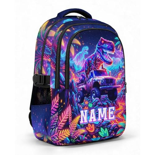 Boys Backpack Personalized Dinosaur Backpacks for Kids Boys School, Custom Large Bookbag for Elementary Middle Students Back to School - color: Red