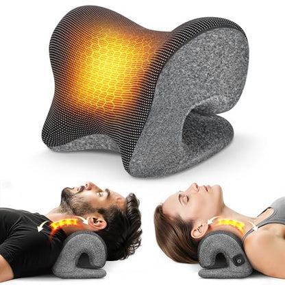 Graphene Magnetic Neck Stretcher for Deeper Pain Relief, Instant Heating Pad Cervical Traction Device Pillow, Neck Cloud for TMJ Tension Muscle Migraine, Christmas Gifts for Women, Mom, Men(Gray) - color: Gray